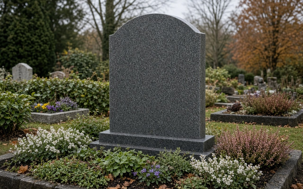 Würdevolles Grabmal aus dunklem Granit